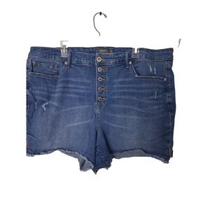 Torrid Jean Shorts Size 24 Distressed Medium Wash Button Fly Hippie Boho Festiva
